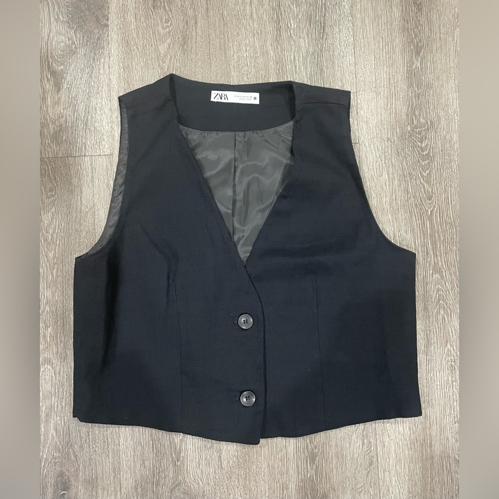 Zara Midnight Black Sleeveless Vest